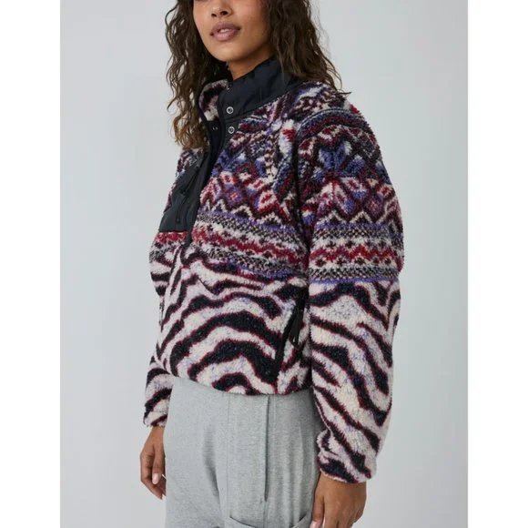 🎉LAST CHANCE🎉 FP MOVEMENT Rocky Ridge Pullover Jacket / Purple Zebra Combo - Picture 2 of 6